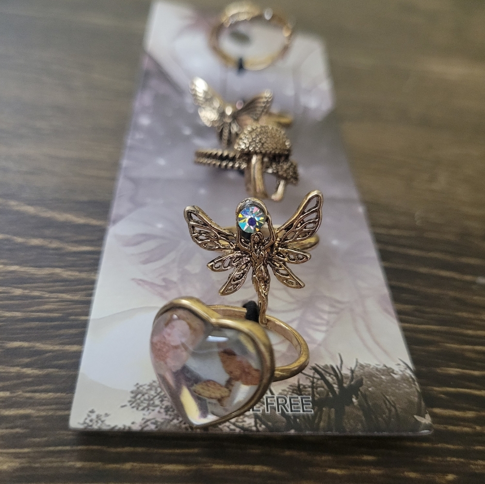 4/$10 Floral Mushroom Nature 5 Pack Fasion Rins Hot Topic Size 7 NEW Fairy Magic - Picture 3 of 10